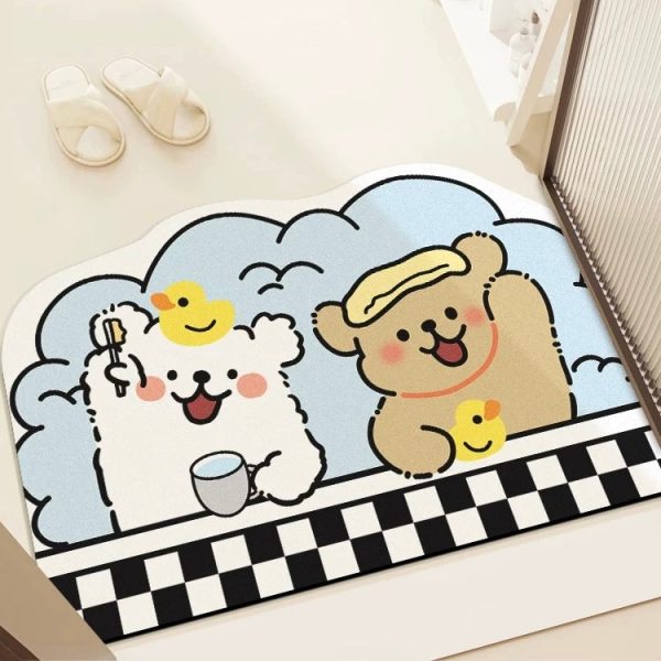 Puppy Brush Teeth Bathroom Absorbant Mat