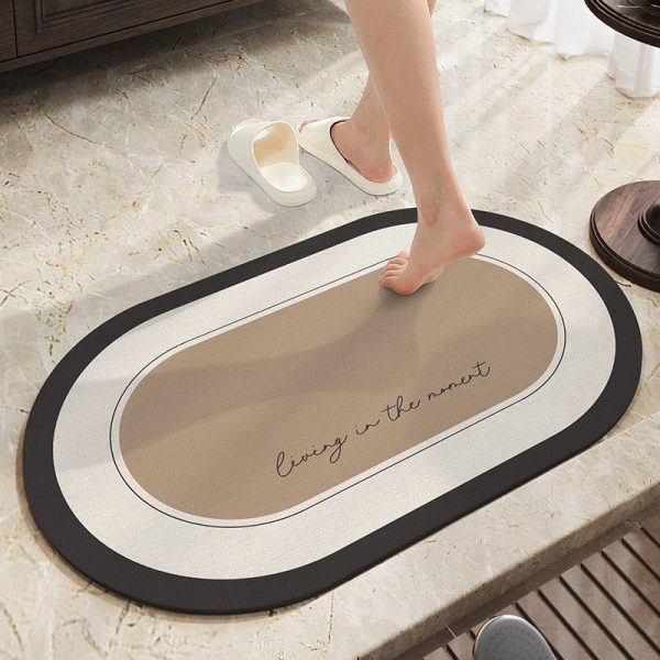 Black and White Bathroom Absorbent Mat