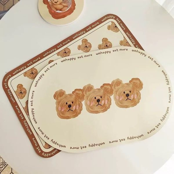 Charming Bear Leather Dining Table Mats